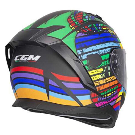 CGM 311X BLAST SKULL KAPALI MOTOSİKLET KASKI Gökkuşağı XXL