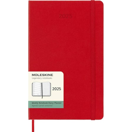 Moleskine 12 Ay Haftalık Ajanda L Boy 13x21 cm Sert Kapak Kızıl Kırmızı