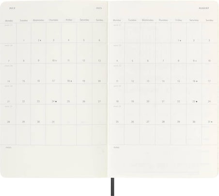 Moleskine 12 Ay Haftalık Ajanda L Boy 13x21 cm Yumuşak Kapak Siyah