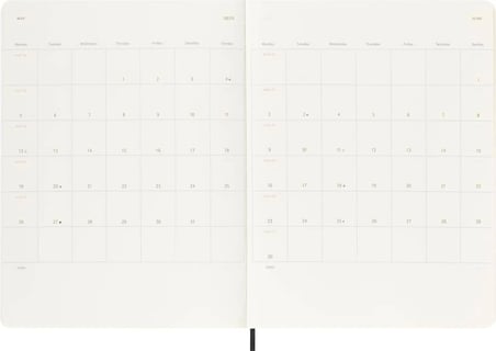 Moleskine 12 Ay Haftalık Ajanda XL Boy 19x25 Yumuşak Kapak Siyah