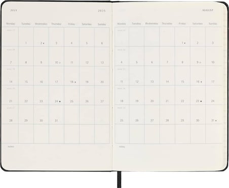 Moleskine 12 Ay Haftalık Yatay Ajanda Cep Boy 9x14 cm Sert Kapak Siyah