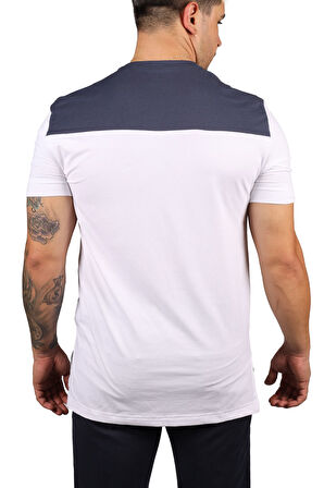 Erkek Yuvarlak Yaka Kısa Kollu Logolu T-Shirt - Beyaz  | S