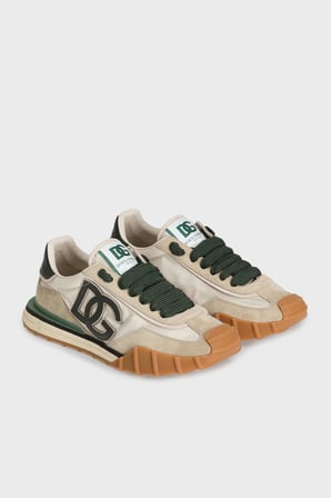 Dolce Gabbana Deri Karışımlı Logolu Sneaker Ayakkabı Erkek AYAKKABI CS2384 AZ862 8G119 BEJ