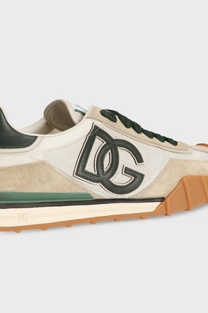 Dolce Gabbana Deri Karışımlı Logolu Sneaker Ayakkabı Erkek AYAKKABI CS2384 AZ862 8G119 BEJ