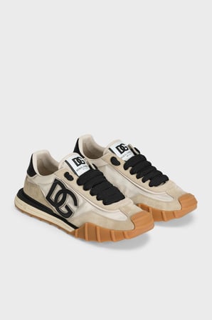 Dolce Gabbana Deri Karışımlı Sneaker Ayakkabı Erkek AYAKKABI CS2384 AZ862 8S469 BEJ-SİYAH