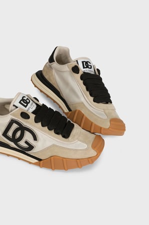 Dolce Gabbana Deri Karışımlı Sneaker Ayakkabı Erkek AYAKKABI CS2384 AZ862 8S469 BEJ-SİYAH