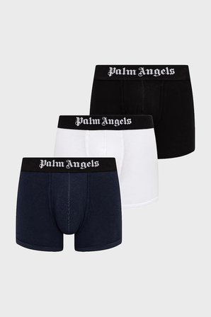 Palm Angels Logolu Pamuklu 3 Pack Boxer Erkek BOXER PLA1UMBTR01TR Siyah-Beyaz-Lacivert