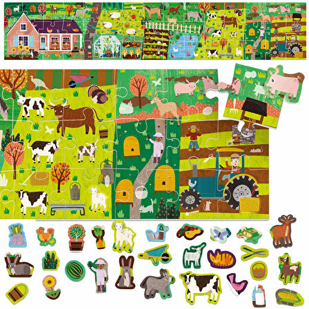 Headu Puzzle + Stickers The Farm (+3 Yaş)