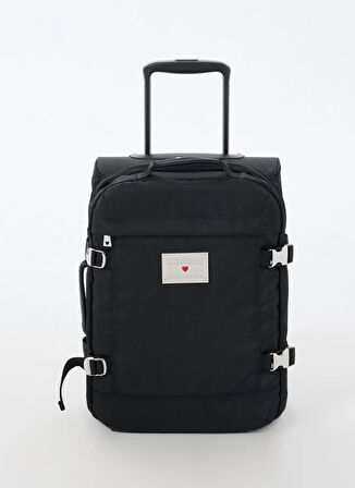 Love Moschino Siyah Çekçekli Kumaş Valiz TROLLEY VIAGGIO NYLON + PU GRS NERO