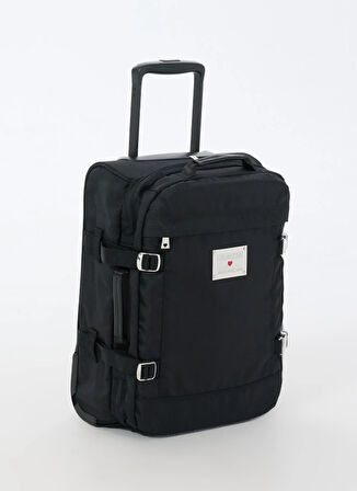 Love Moschino Siyah Çekçekli Kumaş Valiz TROLLEY VIAGGIO NYLON + PU GRS NERO