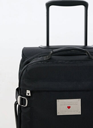 Love Moschino Siyah Çekçekli Kumaş Valiz TROLLEY VIAGGIO NYLON + PU GRS NERO