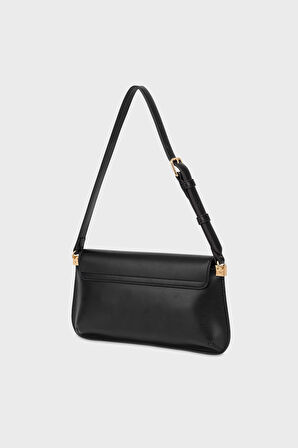 Love Moschino Kadın Ayarlanabilir Omuz Askılı Manyetik Tutturuculu Kabartmalı Logolu Siyah Omuz Çantası JC4058PP0MLO0000