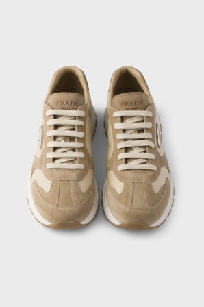 Prada % 100 Deri Logolu Sneaker Ayakkabı Erkek AYAKKABI 2EE455 LOW F04CR BEJ