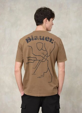 Blauer Kahverengi Erkek Regular Fit Yazı Baskılı T-Shirt 26SBLUH02069-340 JEFFERS