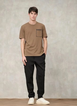 Blauer Kahverengi Erkek Regular Fit Yazı Baskılı T-Shirt 26SBLUH02069-340 JEFFERS