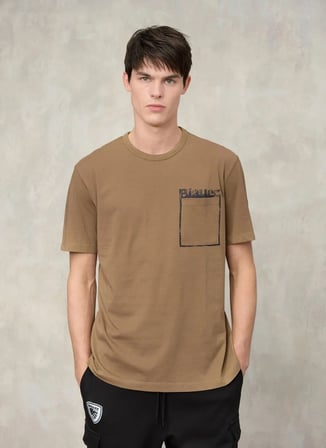 Blauer Kahverengi Erkek Regular Fit Yazı Baskılı T-Shirt 26SBLUH02069-340 JEFFERS