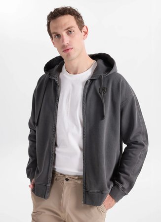 Blauer Gri Erkek Kapüşonlu Standart Fit Sweatshirt 25WBLUF02056-969 PENDER