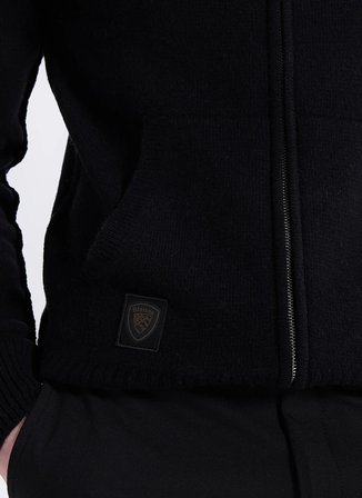 Blauer Dik Yaka Standart Düz Siyah Erkek Kazak 25WBLUM08060-999 ROWLEY