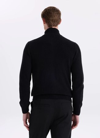 Blauer Dik Yaka Standart Düz Siyah Erkek Kazak 25WBLUM08060-999 ROWLEY