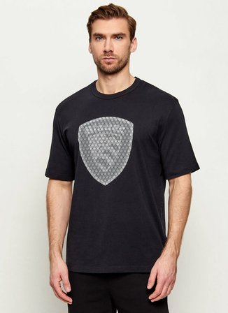 Blauer Siyah Erkek Regular Fit Baklava Desen T-Shirt 26SBLUH02246-999 HOPKINS