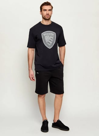 Blauer Siyah Erkek Regular Fit Baklava Desen T-Shirt 26SBLUH02246-999 HOPKINS