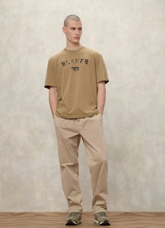 Blauer Kahverengi Erkek Regular Fit Yazı Baskılı T-Shirt 26SBLUH02312-340 SELKIRK