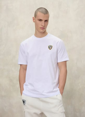 Blauer Beyaz Erkek Slim Fit Logo Baskılı T-Shirt 26SBLUH02284-100 FAXON