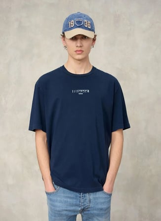 Blauer Lacivert Erkek Regular Fit Logo Baskılı T-Shirt 26SBLUH02311-888 HOWLAND