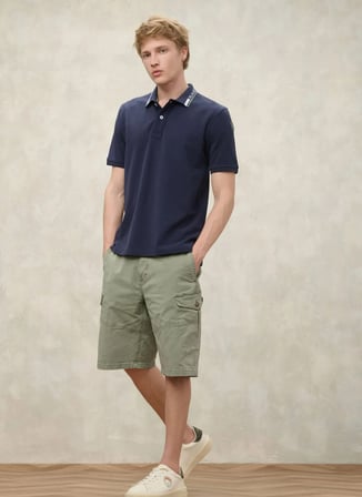 Blauer Lacivert Erkek Regular Fit Yazı Baskılı Polo T-Shirt 26SBLUT02297-888 RANSOM