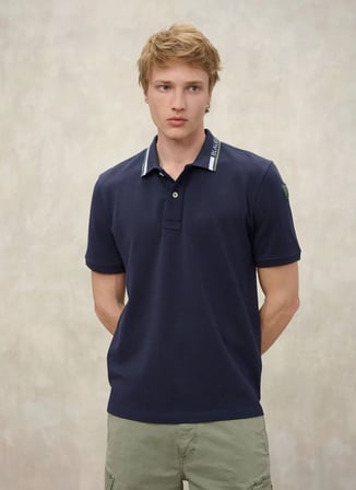 Blauer Lacivert Erkek Regular Fit Yazı Baskılı Polo T-Shirt 26SBLUT02297-888 RANSOM