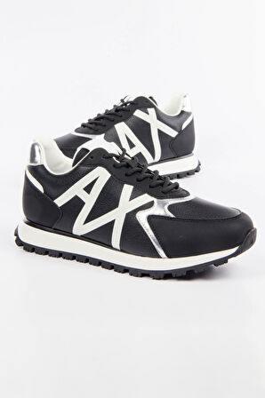 Kadın Armani Exchange Sneaker Ayakkabı - Siyah Beyaz  | 37