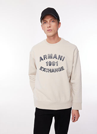 Armani Exchange Bisiklet Yaka Bej Erkek Sweatshırt 6RZMGA 1993 MOONSTRUK