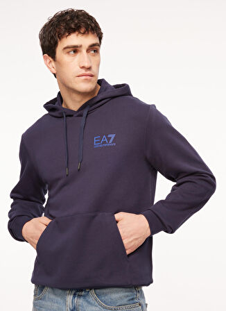 EA7 Kapüşon Yaka Lacivert Erkek Sweatshırt 6RPM10PJRJZ0554