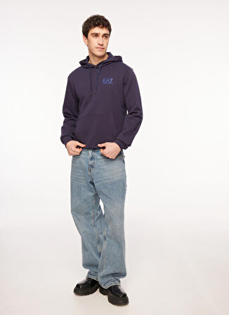 EA7 Kapüşon Yaka Lacivert Erkek Sweatshırt 6RPM10PJRJZ0554