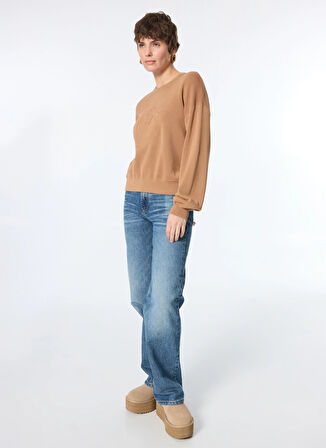 Pinko Yuvarlak Yaka Düz Açık Kahve Kadın Sweatshırt 104002-A115/D91