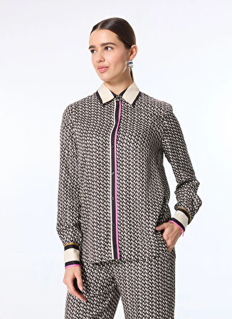 Pinko Standart Gömlek Yaka Desenli Çok Renkli Kadın Gömlek 104011-A24Z/CZ5