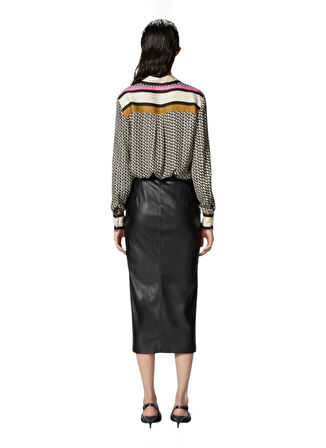 Pinko Standart Gömlek Yaka Desenli Çok Renkli Kadın Gömlek 104011-A24Z/CZ5