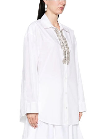 Pinko Standart Düz Beyaz Kadın Gömlek 104708