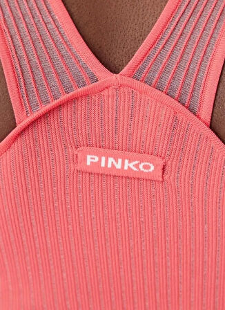 Pinko V Yaka Düz Mercan Kısa Kadın Elbise 104802