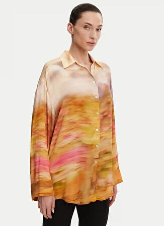Pinko Standart Desenli Bej Kadın Gömlek 104864