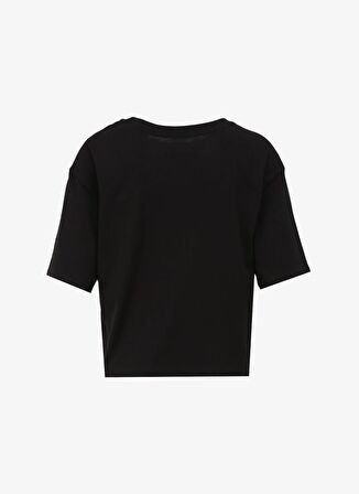 Bisiklet Yaka Baskılı Siyah Kadın T-Shirt 3DYT33