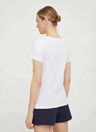 Bisiklet Yaka Baskılı Beyaz Kadın T-Shirt 3DYT14