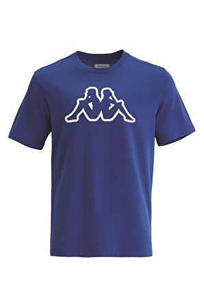 Kappa Bisiklet Yaka Düz Mavi Erkek T-Shirt 331F1NWXMF M LOGO CROMEN