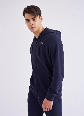 Kappa Mavi Erkek Kapüşonlu   Zip Ceket 321G7KWXMF M LOGO JACKUS SLIM