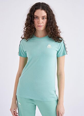 Kappa 371E87Wal1 W 222Banda Apan Bisiklet Yaka   Regular Fit Düz Yeşil Kadın T-Shirt