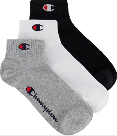 Champion Unisex Socken, 3 Paar - Sneaker Socken  Basic Schwarz