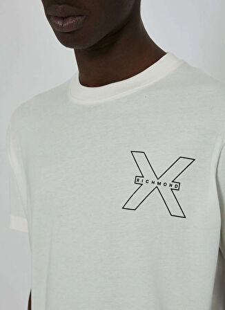 John Richmond Bisiklet Yaka Kırık Beyaz Erkek T-Shirt UMP24031TS