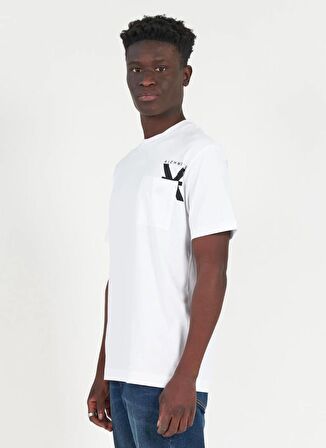John Richmond Bisiklet Yaka Beyaz Erkek T-Shirt UMP24048TS