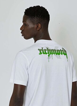 John Richmond Bisiklet Yaka Beyaz Erkek T-Shirt UMP24056TS