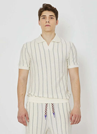 John Richmond Beyaz - Gri Erkek Polo T-Shirt UMP24095PO